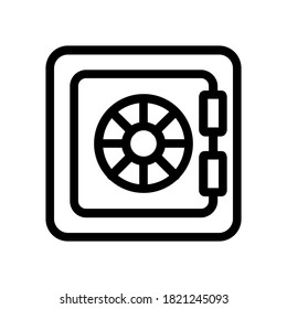 Safe deposit box line icon, outline vector sign, linear pictogram isolated on white. In room safe symbol, logo illustration