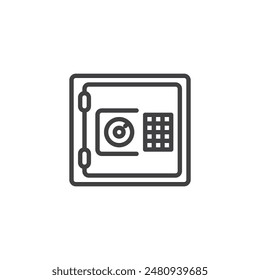 Safe Deposit Box line icon. linear style sign for mobile concept and web design. Safe with a combination lock outline vector icon. Symbol, logo illustration. Vector graphics