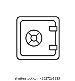 Vector del icono de la línea de la caja de seguridad, con el golpe editable, conveniente para los App de la seguridad financiera, visuales de la banca, y conceptos del almacenamiento del dinero