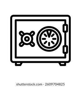 Safe Deposit Box Line Vector Illustration On White Background.