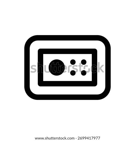 Safe deposit box. Outlined stroke vector icon with black-filled details.