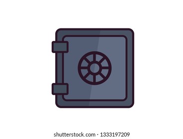 Safe deposit box for storing money - financial icon. isolated clipart image