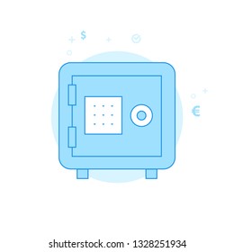 Safe, Deposit Flat Vector Icon. Money and Finance Illustration. Light Flat Style. Blue Monochrome Design. Editable Stroke. Adjust Line Weight. Design with Pixel Perfection.