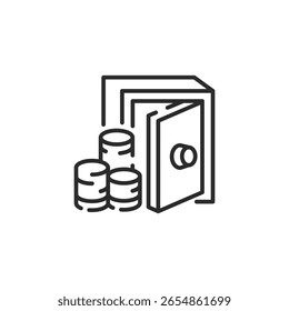 Ícone de depósito no cofre. Ícone de depósito seguro simples para aplicativo de mídia social e web design. Ilustração vetorial