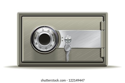 Safe deposit. Realistic illustration of a safe or safety deposit box in the key code.