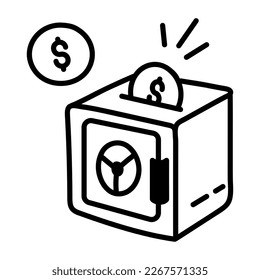 Vector de doodle con estructura de depósito seguro 