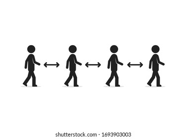 safe distance between walking people. concept of precaution measure against disease or communication without contact. flat simple trend modern graphic design element isolated on white background