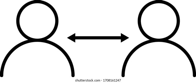 Safe distance icon isolated on white background. People keeping social distance for infection risk.