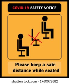 Safe distance while seated sign and symbol vector. seated sign. Safety sign and symbol during coronavirus. Social distancing sign and symbol. Maintain Distance. Keep Distance