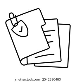 Icono de documento seguro en estilo de dibujo 

