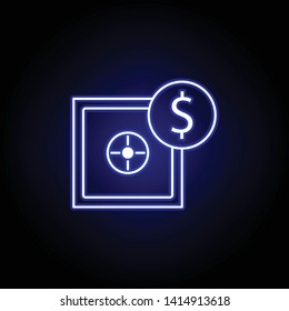 safe dollar icon in neon style. Element of finance illustration. Signs and symbols icon can be used for web, logo, mobile app, UI, UX