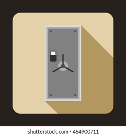 Safe door icon in flat style on a beige background