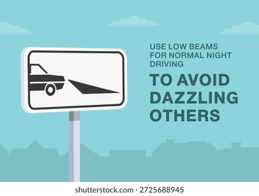 Safe driving tips and traffic regulation rules. Close-up of european 