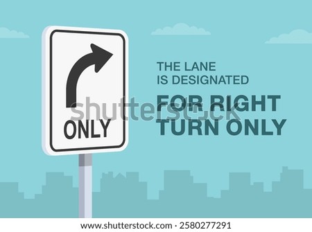Safe driving tips and traffic regulation rules. Close-up of United States 