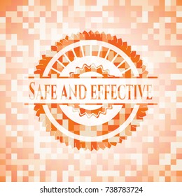 Safe and effective abstract emblem, orange mosaic background