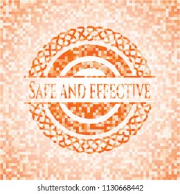 Safe and effective abstract orange mosaic emblem with background