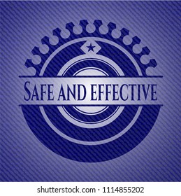 Safe and effective badge with denim background