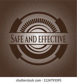 Safe and effective badge with wood background