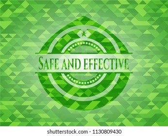 Safe and effective green emblem with mosaic background