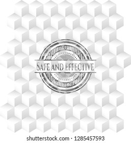 Safe and effective grey badge with geometric cube white background