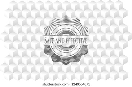 Safe and effective grey emblem with geometric cube white background