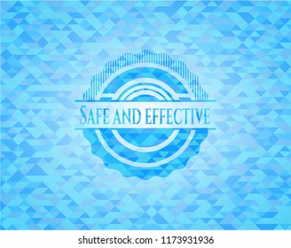 Safe and effective light blue emblem. Mosaic background