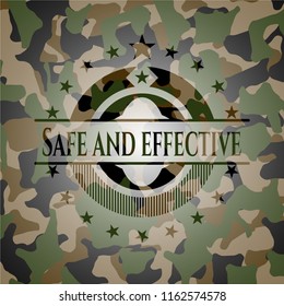 Safe and effective written on a camouflage texture