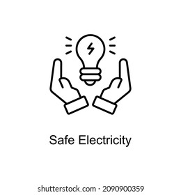 Safe Electricity vector outline icon for web isolated on white background EPS 10 file