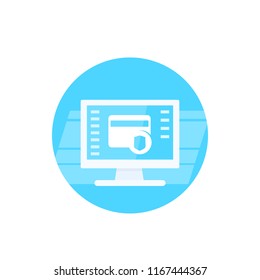 safe electronic payment with credit card, vector icon