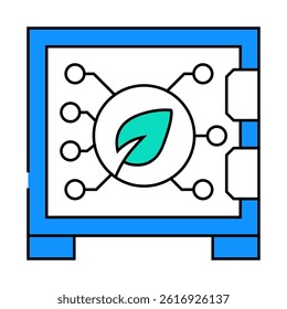 safe electronic for protect chia cryptocurrency line icon vector. safe electronic for protect chia cryptocurrency sign. isolated symbol illustration