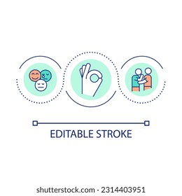 Safe emotions expression loop concept icon. Psychological support. Acceptance of feelings abstract idea thin line illustration. Isolated outline drawing. Editable stroke. Arial font used