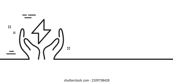 Icono de línea de energía segura. Signo de perno. Símbolo de energía eléctrica. Fondo mínimo de la ilustración de línea. Banner de patrón de icono de línea de energía segura. Concepto de plantilla web blanca. Vector