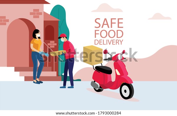 Safe Fast Food Delivery Home During Stock Vector Royalty Free