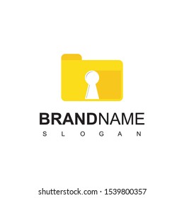 Safe File Logo Design With Folder And Key Hole Symbol