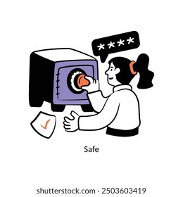 Vector de diseño de estilo de contorno lleno seguro Ilustración de stock. 
