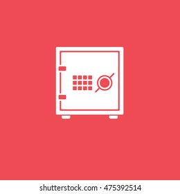 Safe Flat Icon On Red Background
