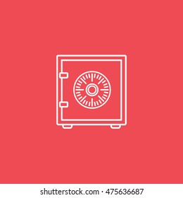 Safe Flat Icon On Red Background