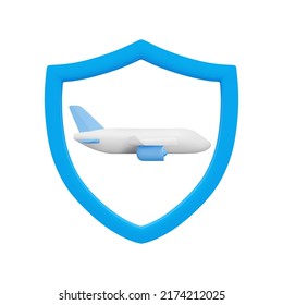 Safe flight 3d icon. Insurance. Isolated on a transparent background