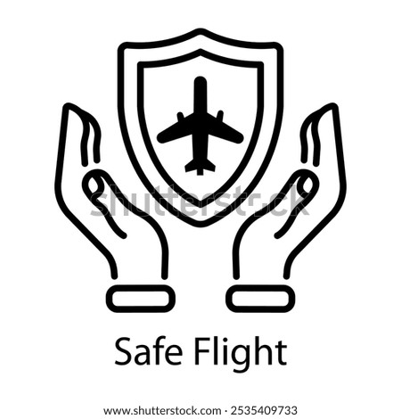 Safe flight icon in line style