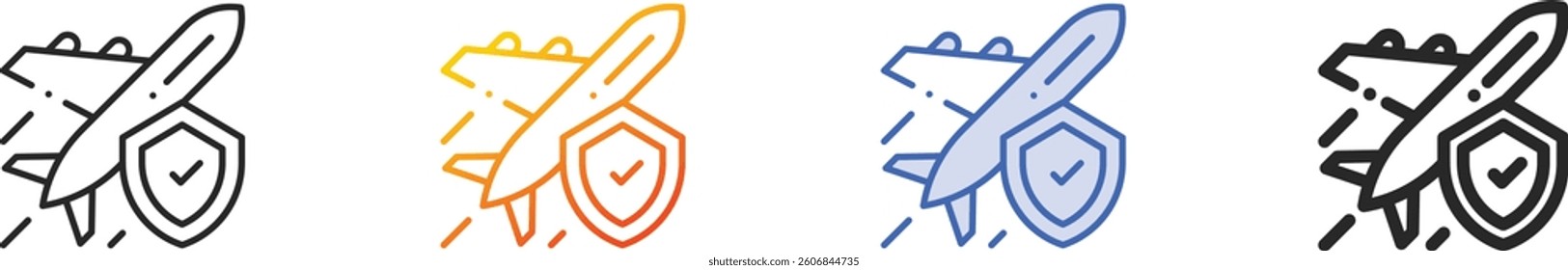 safe flight icon.Thin Linear, Gradient, Blue Stroke and bold Style Design Isolated On White Background