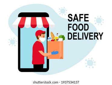 Safe food delivery service. Order grocery food online via smartphone app.