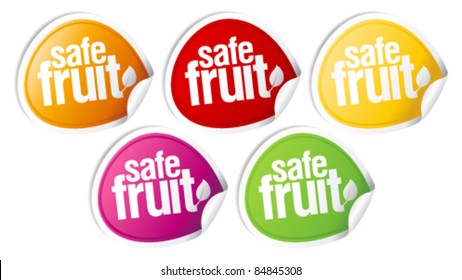 Safe fruit stickers set for clean products.