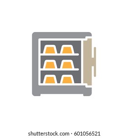 Safe full of gold bars icon vector, filled flat sign, solid colorful pictogram isolated on white. Symbol, logo illustration. Pixel perfect