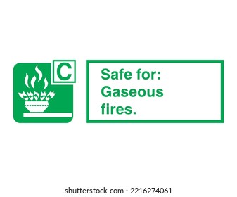 Safe for gaseous fire - International Fire Control and Safety Signs - Fire control, Emergency control, Safe, Gaseous, Fire Equipment, Protection. 