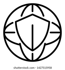 Safe global internet icon. Outline safe global internet vector icon for web design isolated on white background