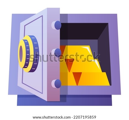 Safe with gold bars - modern flat design style single isolated image. Neat detailed illustration of emergency stock of precious metal. Bank investment, financial literacy, savings and economy idea