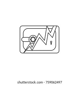 Safe Hacking Theft line icon. Insurance outline icon on white background