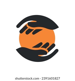 Plantilla vectorial de la ilustración del logotipo de las manos seguras
