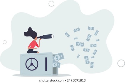 Safe haven, money protection from investment, wait and see economics situation, protect wealth from inflation, financial security concept.flat design.illustration with people.