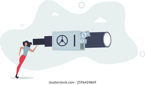 Safe haven, money protection from investment, wait and see economics situation, protect wealth from inflation, financial security concept.flat character life .